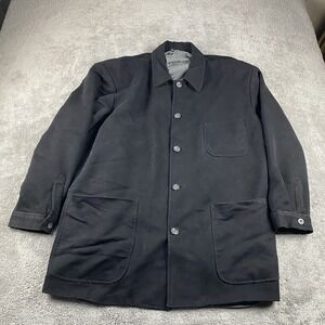 Riggings Buttons Jacket‎ Mens Large Black Full Zip Flap Pocket